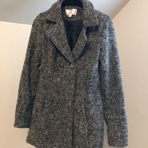 Double breasted grey heavy winter coat